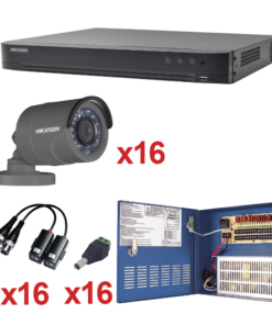 KH1080P16B - KH1080P16B-HIKVISION - KIT TurboHD 1080p / DVR 16 Canales / 16 Cámaras Bal (exterior 2.8 mm) / Transceptores / Conectores / Fuente de Poder Profesional - Relematic.mx - KH1080P16B-h