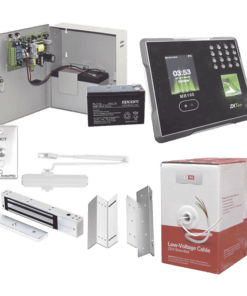 ACCESSKIT9P - ACCESSKIT9P-SYSCOM - Sistema Completo de Acceso Y asistencia, Incluye Lector Biometrico MB160, Chapa magnética con bracket, Cierra puerta, Botón de Salida, Cable " Gratis ", y fuente profesional con Batería - Relematic.mx - ACCESSKIT9P-h