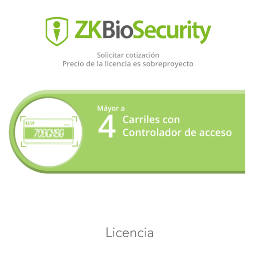 ZK-BS-PARK-AC-PRJ - ZK-BS-PARK-AC-PRJ-ZKTECO - Licencia para ZKBiosecurity para modulo de estacionamiento mayor a 4 carriles utilizando controlador de acceso - Relematic.mx - ZKBSPARKACPRJ-h