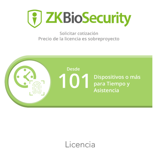 ZK-BS-TA-PRJ - ZK-BS-TA-PRJ-ZKTECO - Licencia para ZKBiosecurity permite gestionar desde 101 dispositivos para tiempo y asistencia o mas - Relematic.mx - ZKBSTAPRJ-h