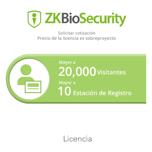 ZK-BS-VIS-PRJ - ZK-BS-VIS-PRJ-ZKTECO - Licencia para ZKBiosecurity permite la gestion de una cantidad mayor a 20 mil visitantes y 10 estaciones de registro - Relematic.mx - ZKBSVISPRJ-h