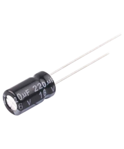 CE220/16V-SYSCOM-Capacitor Electrolítico en Aluminio, Radial de 220 µFd, 16 Vcc, 105 °C, 6.3 x 11 mm.