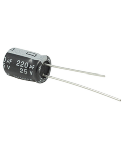 CE220/25V-SYSCOM-Capacitor Electrolítico de Aluminio, Radial de 220 µFd, 25 Vcc, 105 °C, 8 x 11 mm, .