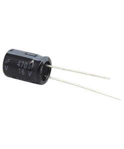 CE470/16V-SYSCOM-Capacitor Electrolítico de Aluminio, Radial de 470 µFd, 16 Vcc, 105 °C, 8.0 x 11 mm.