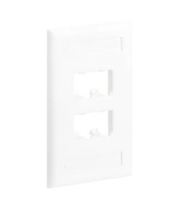 CFPL4WHY-PANDUIT-Placa de Pared Vertical Clásica, Salida Para 4 Puertos Mini-Com, Con Espacios Para Etiquetas, Color Blanco