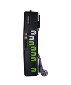 CSHT706TC - CSHT706TC-CYBERPOWER-Multicontacto Con Supresor de Picos, Voltaje de Entrada 125 Vca NEMA 5-15P, Con 7 Salidas NEMA 5-15R, 1950 Joules, Protección RJ11 y Coaxial RG6 - Relematic.mx - CSHT706TC-p