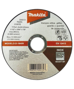 D18409 - D18409-MAKITA- Disco de Corte de 7/8" de acero inoxidable, diámetro de 4-1/2" - Relematic.mx - D18409-p