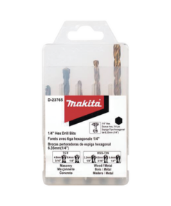 D-23765 - D-23765-MAKITA-Juego de 5 Brocas con Inserción Hexagonal de 1/4". De concreto: 3/16" y 1/4". Para metal: 1/8", 3/16" y 1/4". - Relematic.mx - D23765-p
