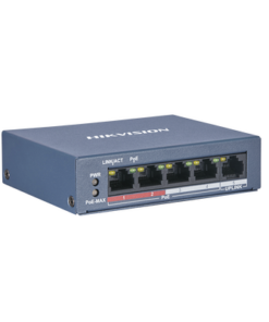 DS-3E0105P-E/M-HIKVISION-Switch PoE / No Administrable / 4 Puertos 10/100 Mbps PoE (hasta 250 m) + 1 Puerto Uplink 10/100 Mbps/ 35W