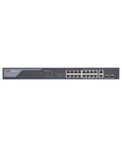 DS-3E0318P-E(B)-HIKVISION-Switch PoE+ / No Administrable / 16 puertos 10/100 Mbps PoE+ / 2 puertos 10/100/1000 Mbps + 2 puertos SFP de Uplink / PoE hasta 250 metros / 230 W