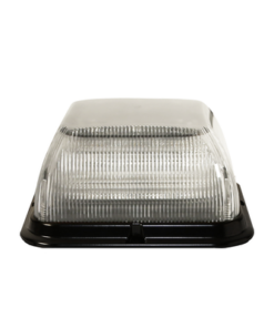 EB7185CAC-ECCO-Baliza LED bicolor, cuadrada, base de polipropileno reforzado, perfil medio, 12-24 Vcc, 24 patrones de destello, lente transparente, iluminación ámbar / clara