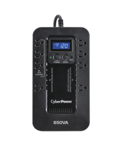 EC650LCD-CYBERPOWER-UPS de 650 VA/390 W, Topología Standby con Modo Ahorrador ECO, Entrada 120 Vca NEMA 5-15P, Con 8 Tomas NEMA 5-15R 