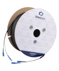 EF-300-SC-LINKEDPRO BY EPCOM-Carrete de Fibra Óptica Monomodo con Conectores SC-SC Duplex, Reforzada con Kevlar, de 300 Metros (984.25 Pies), Para Instalaciones Subterráneas por Tubería