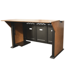 EM-S01 - EM-S01-EPCOM INDUSTRIAL-Estación Mobiliaria Profesional de Monitoreo y Control / Videovigilancia / Acceso / Alarmas / Etc... / Metal Negro y Madera Tono Claro - Relematic.mx - EMS01-p