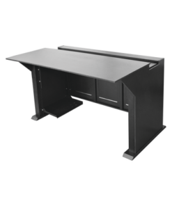 EM-S02-EPCOM INDUSTRIAL-Escritorio Estación Mobiliaria Profesional de Monitoreo y Control / Videovigilancia / Acceso / Alarmas / Etc... / Metal Negro y Madera Tono Oscuro