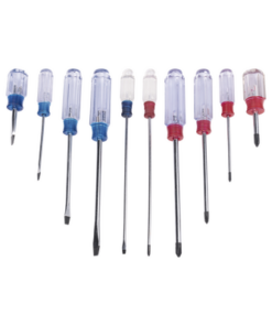 EP-970A-EPCOM POWERLINE-Juego de 10 Desarmadores Mango Plástico (Uso Ligero), Puntas magnética, 5 Puntas Planas (-) y 5 Puntas Phillips. (+)