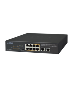 FSD-1008HP-PLANET-Switch de Escritorio de 8 Puertos 10/100TX 802.3at PoE+ / 2 Puertos 10/100TX / 120W PoE Budget / Modos Standard, VLAN y Extendido / Distancia Extendida Hasta 250m 