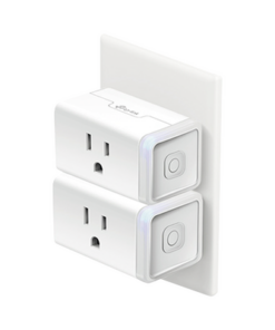 HS105-KIT-TP-LINK-Kit de 2 Mini tomacorriente inteligente Wi-Fi, 100 - 120V~, 50/60Hz, 15.0A, compatible con Amazon Alexa y Google Assistant, color blanco.