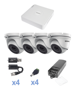 KESTXLT4EW - KESTXLT4EW-EPCOM PROFESSIONAL-KIT TurboHD 720p / DVR 4 Canales / 4 Cámaras Eyeball 92° visión (exterior) / Transceptores / Conectores / Fuente de Poder Profesional - Relematic.mx - KESTXLT4EW-p