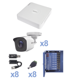 KESTXLT8BW - KESTXLT8BW-EPCOM-KIT TurboHD 720p / Incluye DVR 8 Ch / 8 Cámaras Balas (exterior 2.8 mm) / Conectores / Transceptores / Fuente de Poder Profesional hasta 15 Vcc para Larga Distancia - Relematic.mx - KESTXLT8BW-p