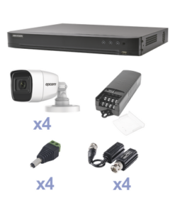 KEVTX8T4BG/A-EPCOM PROFESSIONAL-KIT TurboHD con Audio 1080p / DVR 4 Canales / 4 Cámaras Bala (exterior 2.8 mm) / Transceptores / Conectores / Fuente de Poder / AUDIO POR COAXITRON