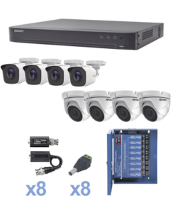 KEVTX8T4BW/4EW - KEVTX8T4BW/4EW-EPCOM-KIT TurboHD 1080p / DVR 8 Canales / 4 Cámaras Bala (exterior 2.8 mm) / 4 Cámaras Eyeball (exterior 2.8 mm) / Transceptores / Conectores / Fuente de Poder Profesional hasta 15 Vcc para Largas Distancias - Relematic.mx - KEVTX8T4BW_4EW-p