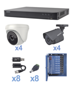 KEVTX8T4B/4D - KEVTX8T4B/4D-EPCOM-KIT TurboHD 1080p / DVR 8 Canales / 4 Cámaras Bala (exterior 2.8 mm) / 4 Cámaras Domos (interior 2.8 mm) / Transceptores / Conectores / Fuente de Poder Profesional hasta 15 Vcc para Larga Distancia - Relematic.mx - KEVTX8T4B_4D-p