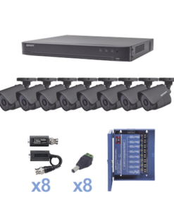 KEVTX8T8B - KEVTX8T8B-EPCOM-KIT TurboHD 1080p / DVR 8 Canales / 8 Cámaras Bala (exterior 2.8 mm) / Transceptores / Conectores / Fuente de Poder Profesional hasta 15 Vcc para Larga Distancia - Relematic.mx - KEVTX8T8B-p