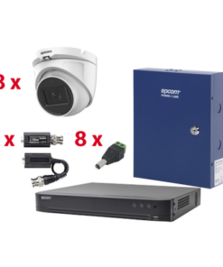 KEVTX8T8EG/A-EPCOM-KIT TurboHD con Audio 1080p / DVR 8 Canales / 8 Cámaras Domo (exterior 2.8 mm) / Transceptores / Conectores / Fuente de Poder / AUDIO POR COAXITRON