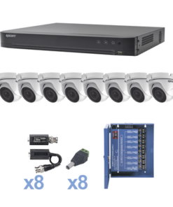 KEVTX8T8EW-EPCOM PROFESSIONAL-KIT TurboHD 1080p / DVR 8 Canales / 8 Cámaras Eyeball (exterior 2.8 mm) / Transceptores / Conectores / Fuente de Poder Profesional hasta 15 Vcc para Larga Distancia