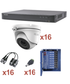 KH1080P16DW - KH1080P16DW-HIKVISION-KIT TurboHD 1080p / DVR 16 Canales / 16 Cámaras Turret con Audio Integrado (Exterior 2.8 mm) / Transceptores / Conectores / Fuente de Poder Profesional - Relematic.mx - KH1080P16DW-p