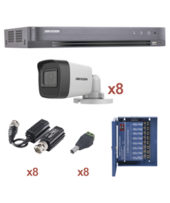 KH1080P8BW - KH1080P8BW-HIKVISION-KIT TurboHD 1080p / DVR 8 Canales / 8 Cámaras Bala (exterior 2.8 mm) / Transceptores / Conectores / Fuente de Poder Profesional hasta 15 Vcc para Larga Distancia - Relematic.mx - KH1080P8BW-p