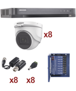 KH1080P8DW - KH1080P8DW-HIKVISION-Kit TURBOHD 1080p / DVR 8 Canales / 8 Cámaras Turret (exterior 2.8 mm) / Conectores / Transceptores / Fuente de Poder Profesional hasta 15 Vcc para Larga Distancia - Relematic.mx - KH1080P8DW-p