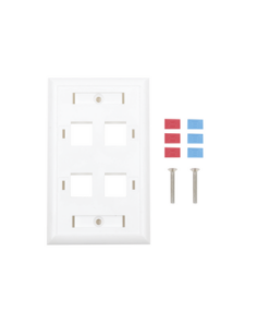 LP-FP-24-LINKEDPRO BY EPCOM-Placa de Pared de 4 Puertos, Keystone, con Espacio para Etiqueta, Color Blanco