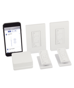 PBDGPKG2W-LUTRON CASETA WIRELESS-(Caseta Wireless) Kit Hub controlador, 2 atenuadores, 2 controles remotos, 2 base mesa y 2 tapas.