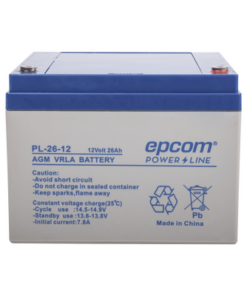 PL-26-12 - PL-26-12-EPCOM POWERLINE-Batería 12 Vcc / 26 Ah / UL / Tecnología AGM-VRLA / Para uso en equipo electrónico Alarmas de intrusión / Incendio/ Control de acceso / Video Vigilancia / Terminales de tornillo M5 ( HEX ) / Cargador recomendado CHR-80. - Relematic.mx - PL2612-p