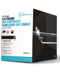 PRO-CAT-6-EXT-LINKEDPRO BY EPCOM-Bobina de Cable de 305 Metros (1000 Pies) Cat6+ Calibre 23 Exterior Blindado Tipo FTP para Climas Extremos, UL, Color Negro