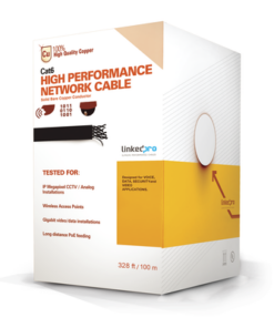 PRO-CAT-6-PLUS/100M-LINKEDPRO BY EPCOM-Cable Cat6+ Calibre 23 Alto Rendimiento, ETL, UL, Color Azul, de 100 Metros (328.08 Pies), Super Flexible, para Aplicaciones de CCTV, Video HD, y Redes de Datos.