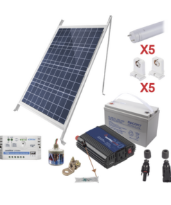 PVT8LIGHT5-EPCOM POWERLINE-Kit Solar Para Iluminación Básica en Zonas Rurales, 5 Tubos Led
