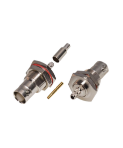 RFB-1117-B1-T-RF INDUSTRIES,LTD-Conector BNC Hembra /Chasis en D-Plano, Anillo Plegable/ RG-316/U, Niquel/Oro/Teflón.