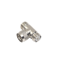RFU-533-RF INDUSTRIES,LTD-Adaptador en forma T, de Conector UHF Macho (PL-259) a Doble UHF Hembra (SO-239), Níquel/ Plata/ Delrin.