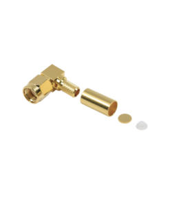 RP-3010-1C1-RF INDUSTRIES,LTD-Conector SMA Macho Inverso en Ángulo Recto de Anillo Plegable para Cables RG-58/U, RG-142/U, Oro/ Oro/ Teflón.