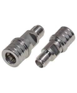 RQA-5405-LP-RF INDUSTRIES,LTD-Adaptador en Línea de Bajo PIM, de Conector QMA (Quick Mate) Macho a SMA Hembra, Bronce Blanco/ Oro/ Teflón.