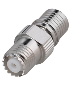 RQA-5411-RF INDUSTRIES,LTD-Adaptador en Línea, de Conector QMA (Quick Mate) Macho a Mini-UHF Hembra, Bronce Blanco/ Oro/ Teflón.