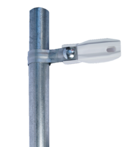 SFABRAZADERAW - SFABRAZADERAW-SFIRE-Aislador de paso o esquina de color Blanco con abrazadera incluida de 33-38mm para uso en tubería de malla ciclónica. - Relematic.mx - SFABRAZADERAW-p