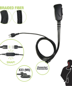 SNP-1W-23-BF-PRYME-Micrófono con cable de fibra trenzada serie SNAP compatible con conector Motorola Serie Jedi.