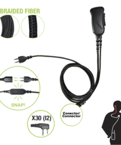 SNP-1W-30-BF - SNP-1W-30-BF-PRYME-Micrófono con cable de fibra trenzada serie SNAP compatible con ICOM 2 PINES (SIN TORNILLOS). - Relematic.mx - SNP1W30BF-p