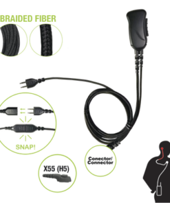 SNP-1W-55-BF-PRYME-Micrófono con cable de fibra trenzada serie SNAP compatible con HYTERA PD-7.