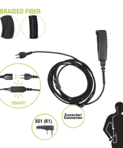 SNP-2W-01-BF - SNP-2W-01-BF-PRYME-Cable para Micrófono audífono SNAP intercambiable con conector para Radios Kenwood con conector de 2 pines. - Relematic.mx - SNP2W01BF-p
