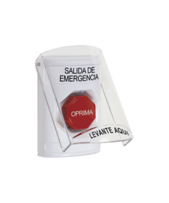 SS2322EX-ES-STI-Botón de Emergencia, Texto en Español, Tapa Protectora de Policarbonato Súper Resistente, Restablecimiento con Llave